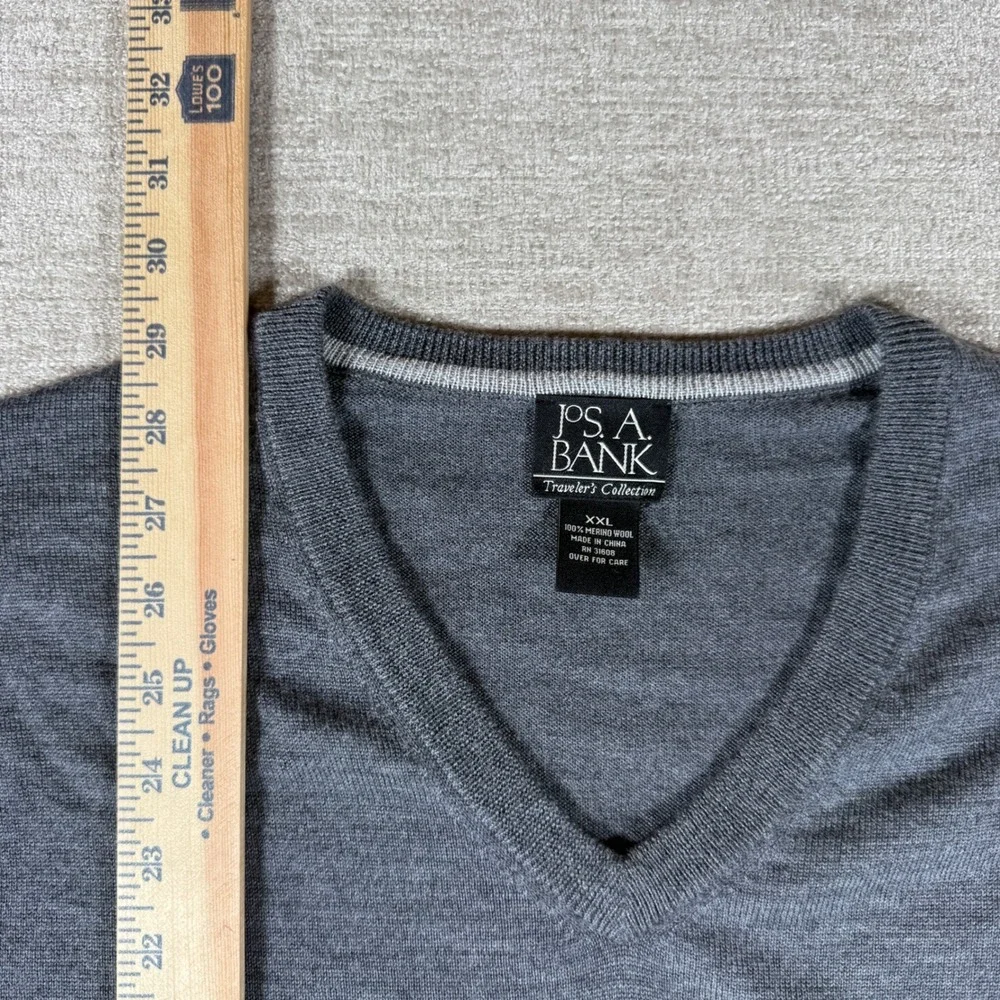 2 Pack Lot!  Jos. A. Bank V-Neck Sweater Mens XXL Navy Grey 100% Merino Wool